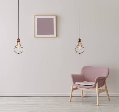 Koltuk lambası ve çerçeve tarzıyla dekoratif oda.