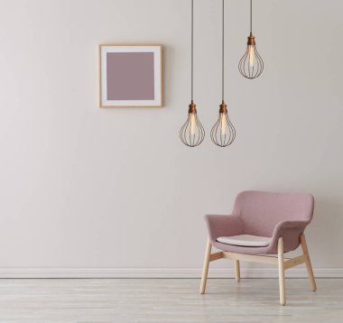 Koltuk lambası ve çerçeve tarzıyla dekoratif oda.