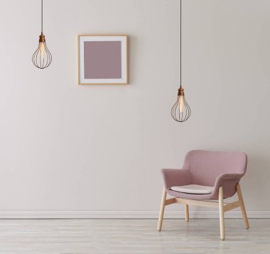 Koltuk lambası ve çerçeve tarzıyla dekoratif oda.
