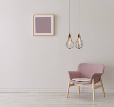 Koltuk lambası ve çerçeve tarzıyla dekoratif oda.