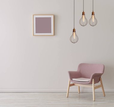 Koltuk lambası ve çerçeve tarzıyla dekoratif oda.
