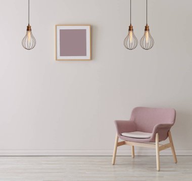 Koltuk lambası ve çerçeve tarzıyla dekoratif oda.