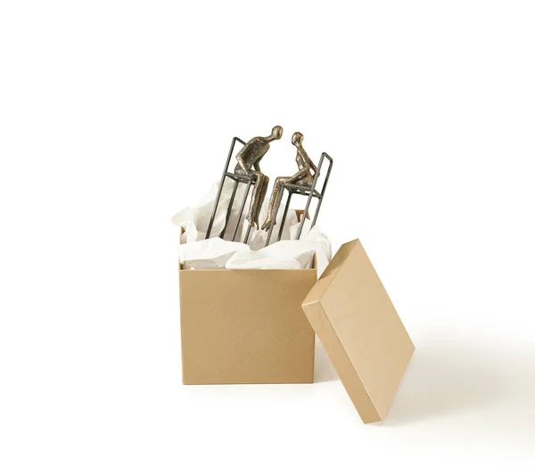 Brązowe Pudełko Kartonowe Izolowane Białym Tle Obiekt Domowy Styl Ruchu — Zdjęcie stockowe
