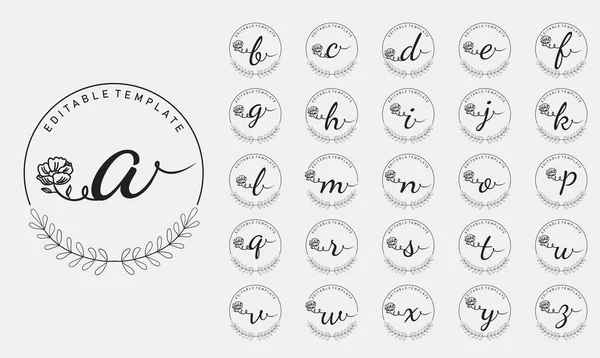 Kadınsı çiçekli harf logosu Premium Vektör şablonu