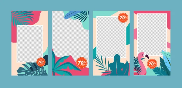 Einde Van Het Seizoen Zomer Verkoop Instagram Verhalen Collectie Vector — Stockvector