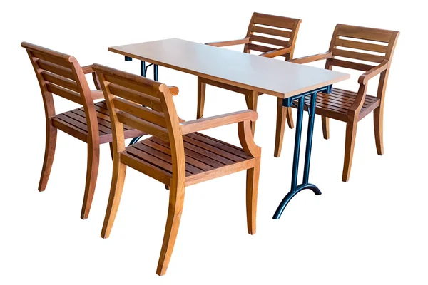 Mesa de jantar e cadeiras de madeira . — Fotografia de Stock
