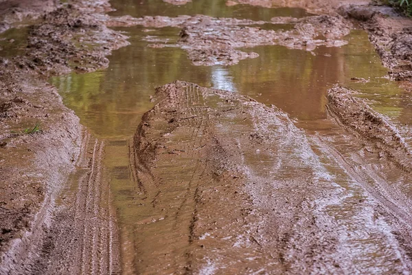 Traces de pneus sur boueux . — Photo