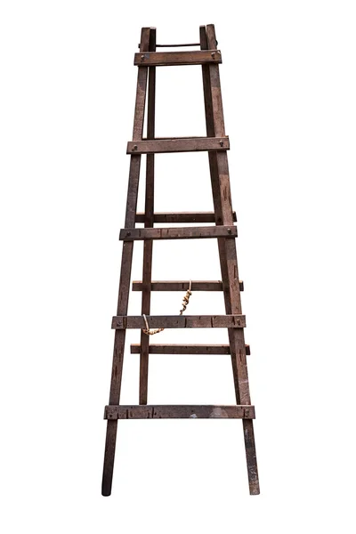 Houten ladder geïsoleerd. — Stockfoto