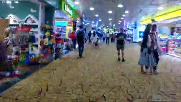 Time Lapse Crowd Passengers Travelers Commuting International Airport Walking Shopping — Stock Video