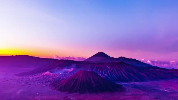 Time Lapse Morning Light Bromo Volcano Mountain Landmark Bromo Tengger — Vídeo de Stock