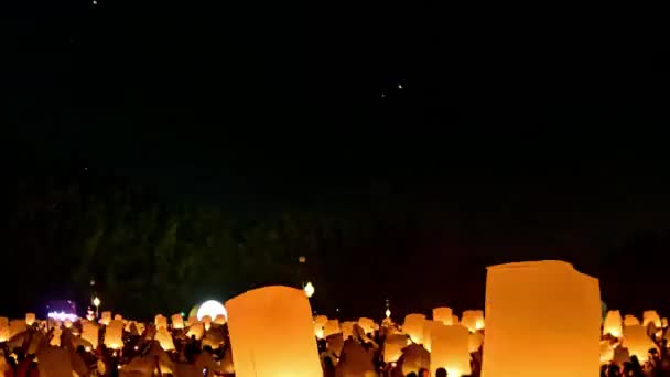 Time Lapse Video Lanternes Flottantes Sur Ciel Loy Krathong Festival — Video