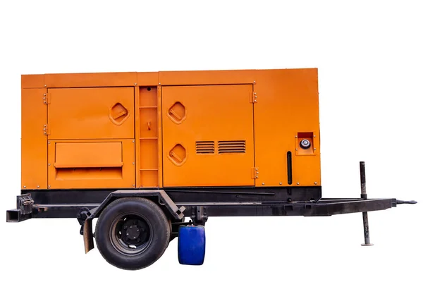 Mobile Industrial Diesel Power Generator Fuel Tank White Background Work — Stock Photo, Image