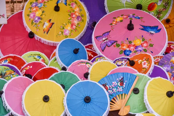 Colorful Handmade Umbrella Borsang Village Chiang Mai Province Thailand Famous — Stock Photo, Image