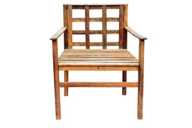 Tahta sandalye kırpma yolu olan beyaz arkaplanda izole edildi 