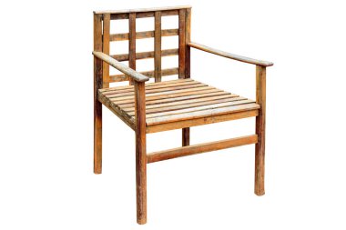 Tahta sandalye kırpma yolu olan beyaz arkaplanda izole edildi 