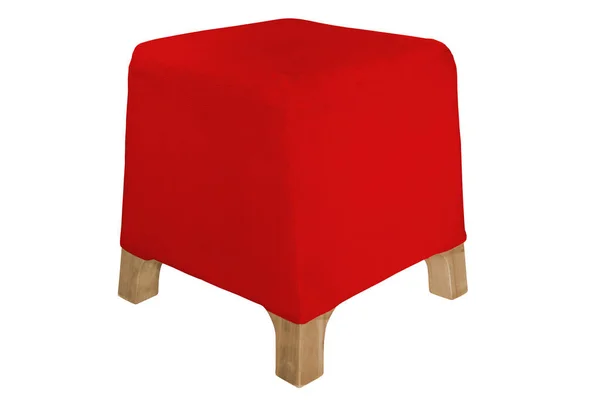 Red Fabric Padded Low Stool Isolated White Background Work Clipping — Stock Photo, Image