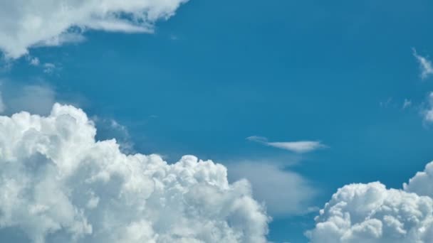 4K時間経過 青い空の背景に美しい動き白い雲 ふわふわの白い雲青い空 — ストック動画