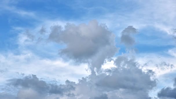 Waktu Lapse Indah Gerakan Awan Putih Langit Biru Latar Belakang — Stok Video