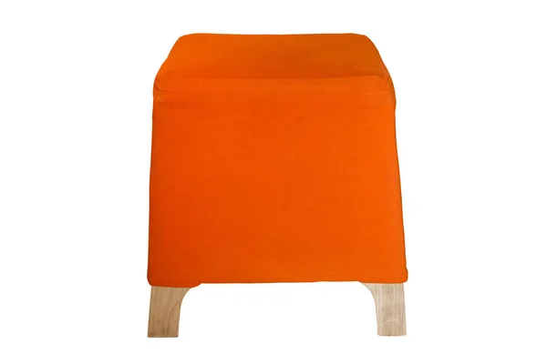 Orange Fabric Padded Low Stool Isolated White Background Work Clipping — Stock Photo, Image