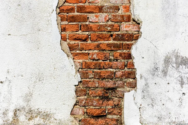 Old Shabby Wall Cement Cracks Visible Brickwork Old Grungy Brickwork — Stock Photo, Image