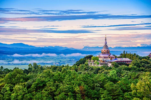 Beautiful Pagoda Tha Ton Temple Set Green Mountains Chiang Mai — Stock Photo, Image