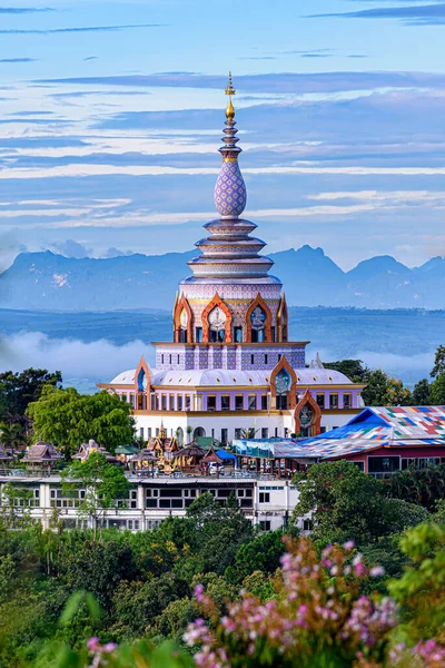 Vacker Pagoda Tha Ton Temple Ligger Mitt Gröna Berg Chiang — Stockfoto