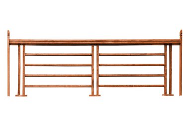 Tahta korkuluklar beyaz arka planda izole, kırpma yolu ile.