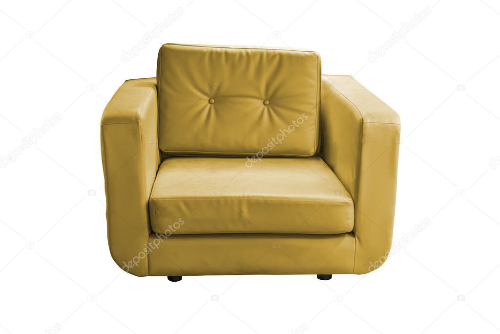Vintage leather sofa isolated on white background, with clipping path.