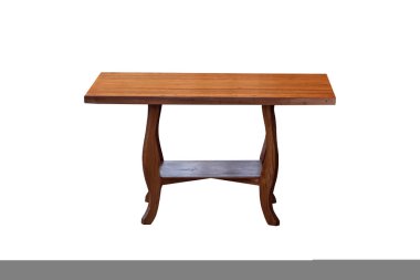 Düşük ahşap tablo beyaz arkaplanda izole edilmiş, kırpma yolu ile çalışın.