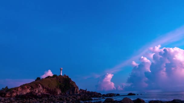 Zeitraffer Bewegungswolke Eines Leuchtturms Der Küste Der Insel Lanta Krabi — Stockvideo