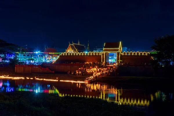 Krathong Sai Floating Pra Tha Nang Lamphun Province Thailand Krathongs — Stock fotografie