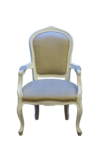 Cadeira Madeira Com Almofada Tecido Isolado Fundo Branco Trabalhar Com — Fotografia de Stock