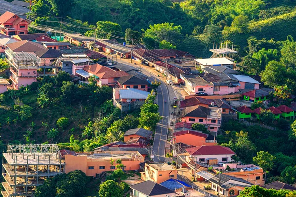 Vista Aérea Mae Salong Pueblo Temprano Mañana Doi Mae Salong —  Fotos de Stock