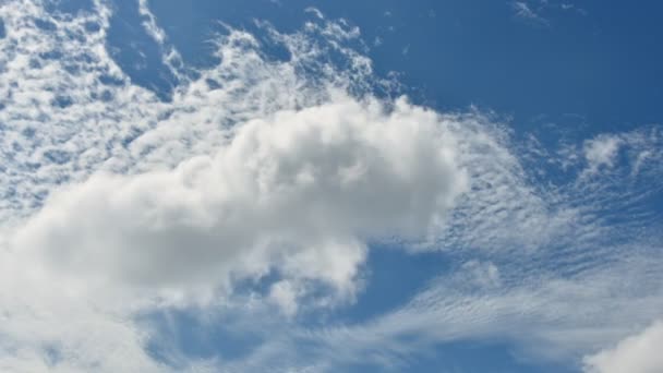 Time Lapse Mooie Moties Witte Wolken Blauwe Lucht Achtergrond Video — Stockvideo