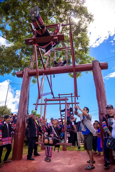 Chiang Rai Tailandia Septiembre 2019 Tribu Akha Juega Con Swing — Foto de Stock
