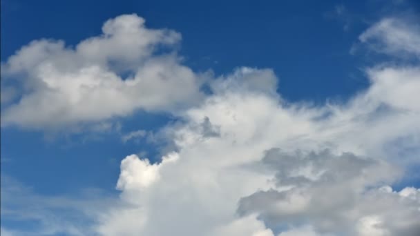 Zeitraffer Schöne Bewegungen Weiße Wolken Auf Blauem Himmel Hintergrund Videomaterial — Stockvideo