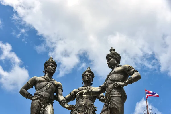 Three Kings Monument is a sculpture symbol of Chiang Mai, Thailand. The statues of King Mengrai the founder of Chiang Mai and his two friends King Ramkamhaeng and King Ngam Muang.