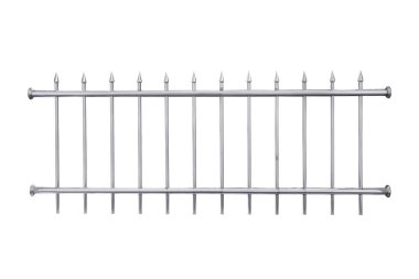 Paslanmaz çelik korkuluklar kesme yolu ile beyaz zemin üzerinde izole