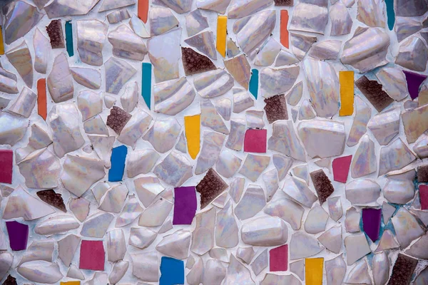 Mosaico Colorido Telha Quebrada Pedra Decoração Parede Para Fundo Abstrato — Fotografia de Stock