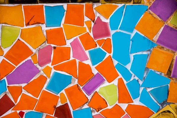 Colorful Mosaic Broken Tile Stone Decorating Wall Abstract Background — Stock Photo, Image