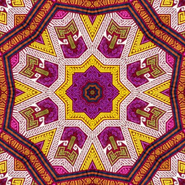 Kusursuz kaleydoskop ya da seramik fayans, duvar kağıdı, muşamba, tekstil, web sayfası arka planı için sonsuz desen kullanılır. Çizgili elementlerden geometrik yineleniyor