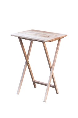 Katlanan tahta tablo kırpma yolu ile beyaz arkaplanda izole edildi