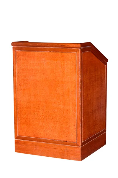Wooden Podium Tribune Rostrum Stand Isolated White Background Clipping Path — Stock Photo, Image