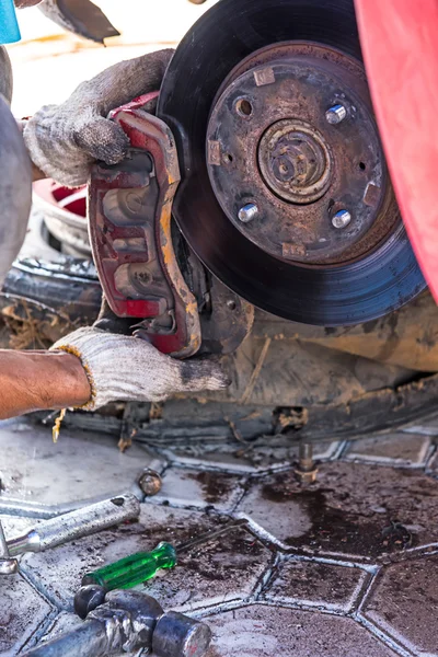 Replacing brakes. — Stock Photo, Image