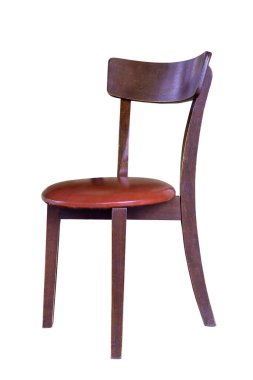 Wooden chair with  leather cushion isolated on white background work with clipping path.