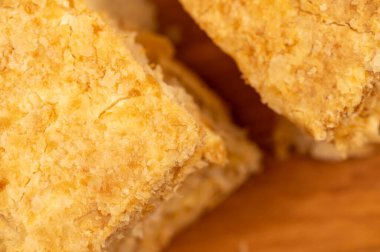 Tereyağlı katman kek, yakın plan, seçici odaklanma