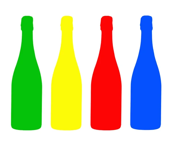 Colores Básicos Objetos Color Sobre Fondo Blanco Ilustración Botellas Colores — Foto de Stock