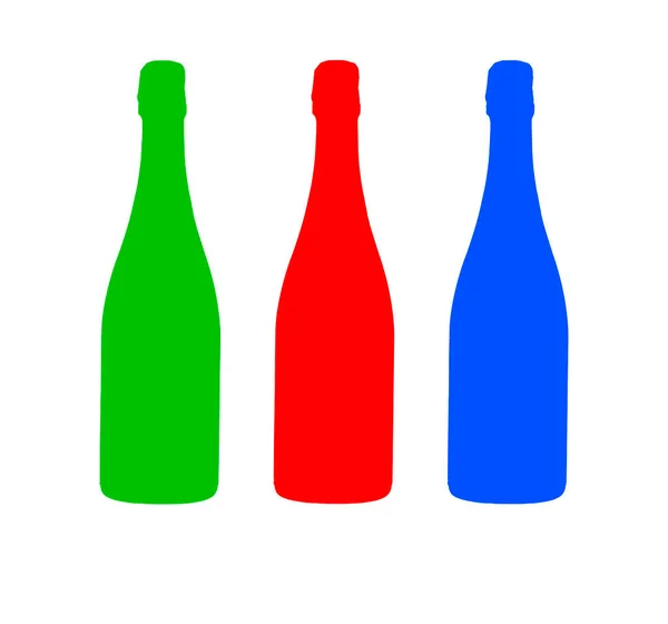 Grundfarben Farbige Objekte Auf Weißem Hintergrund Abbildung Farbiger Flaschen Mehrere — Stockfoto