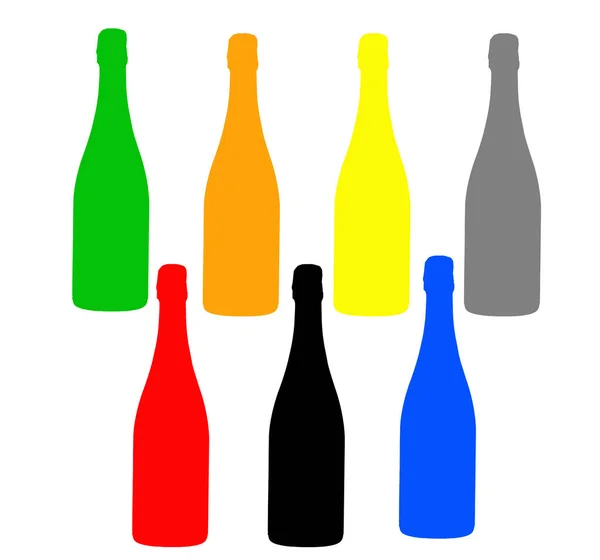 Colores Básicos Objetos Color Sobre Fondo Blanco Ilustración Botellas Colores — Foto de Stock