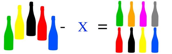 簡単な数学演習 算術計算 基本方程式 オブジェクトと非常に単純な計算 算術演算の基本的なルールを学ぶための算術と数学のゲーム — ストック写真